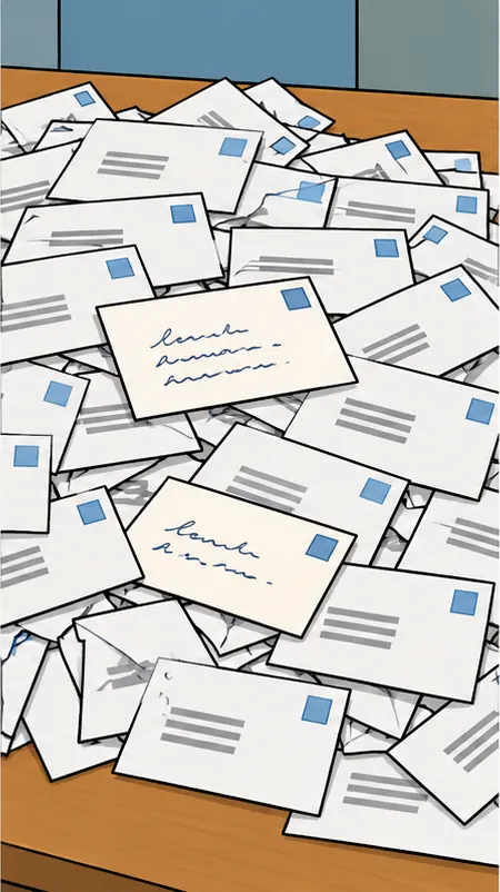 Most of the envelopes revealed as identical machine-printed copies, a few handwritten ones among them