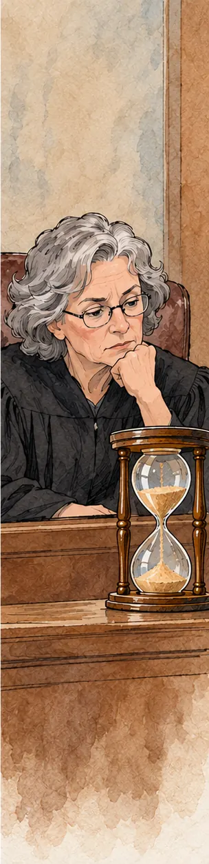 An hourglass on the bench starts running as the deadline to hand over the records begins