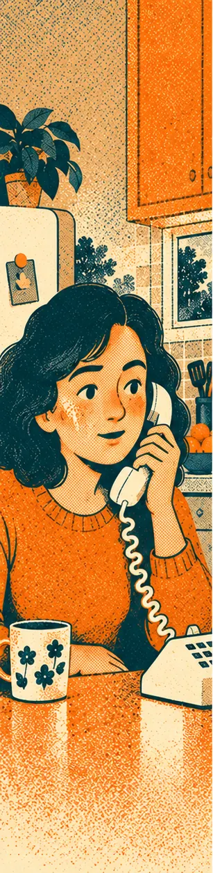 A voter in a Texas home answering a landline phone in the kitchen